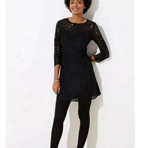 Loft Black Lace Cocktail Dress Size 14 NWT!
